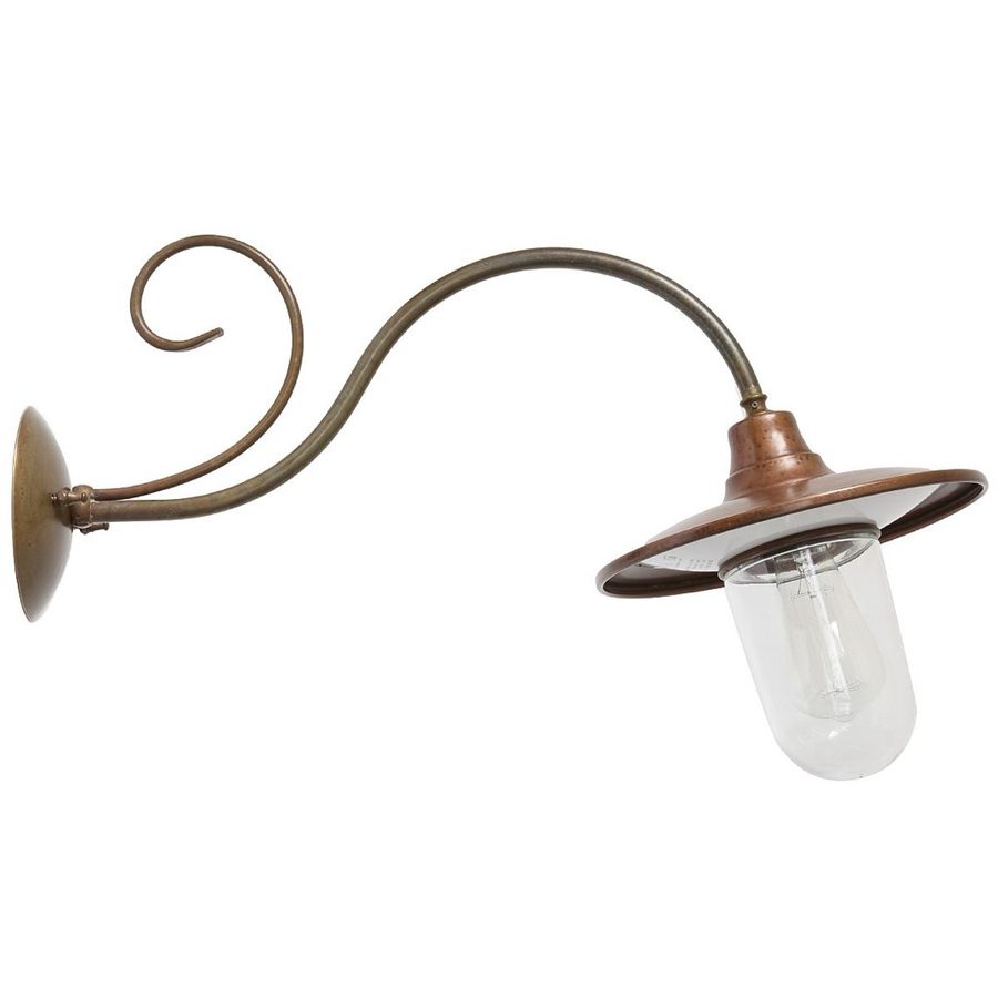 Italian patinated brass and copper barn light