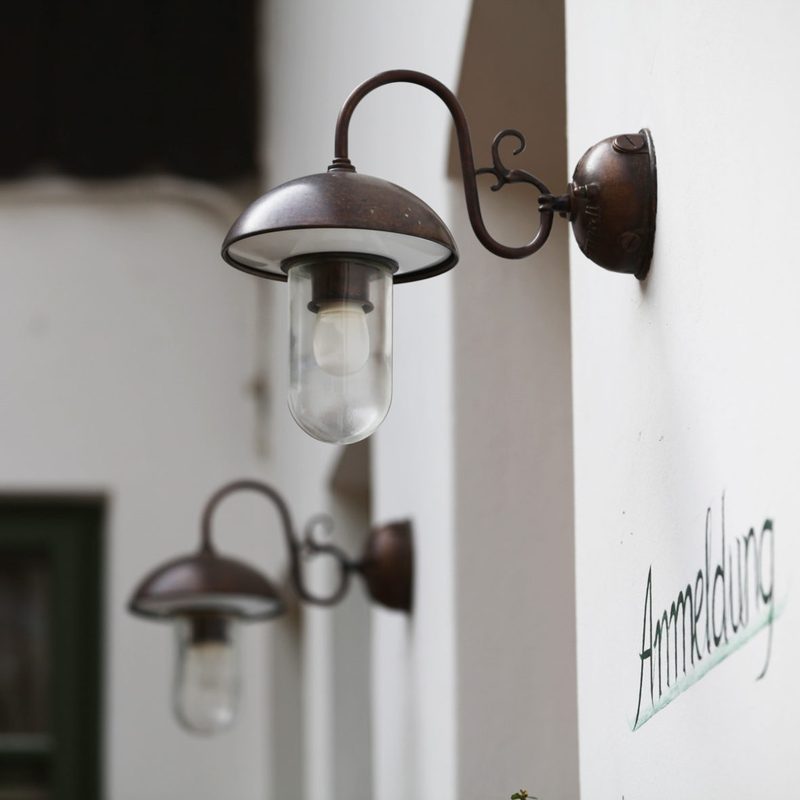 Copper wall lanterns at the Tannerhof, Bayrischzell